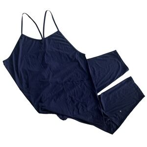 Halara Women XL Navy Blue Pockets Ankle Length Casual Loose Tapered Leg Jumpsuit